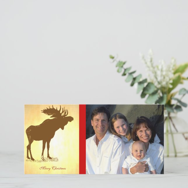 Tarjeta Festiva Moose Navidades (Anverso de pie)