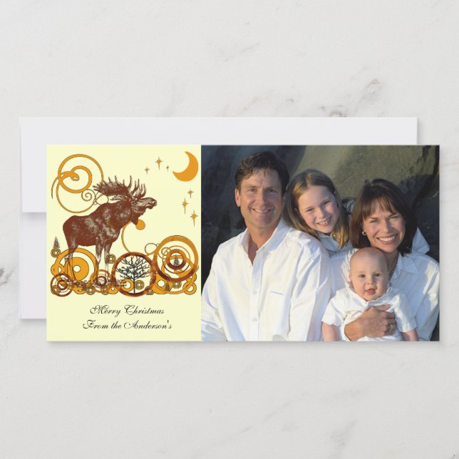 Tarjeta Festiva Moose Navidades (Anverso)