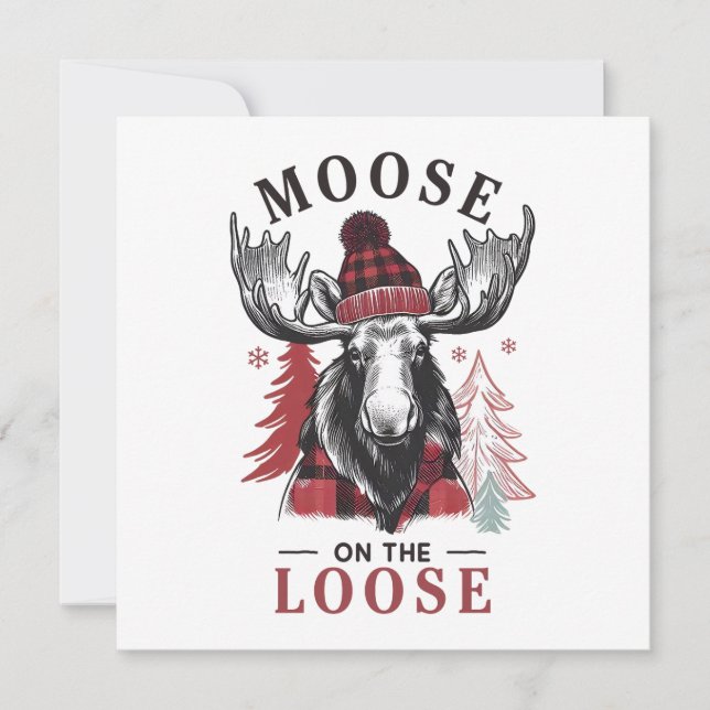 Tarjeta Festiva Moose On the Loose (Anverso)