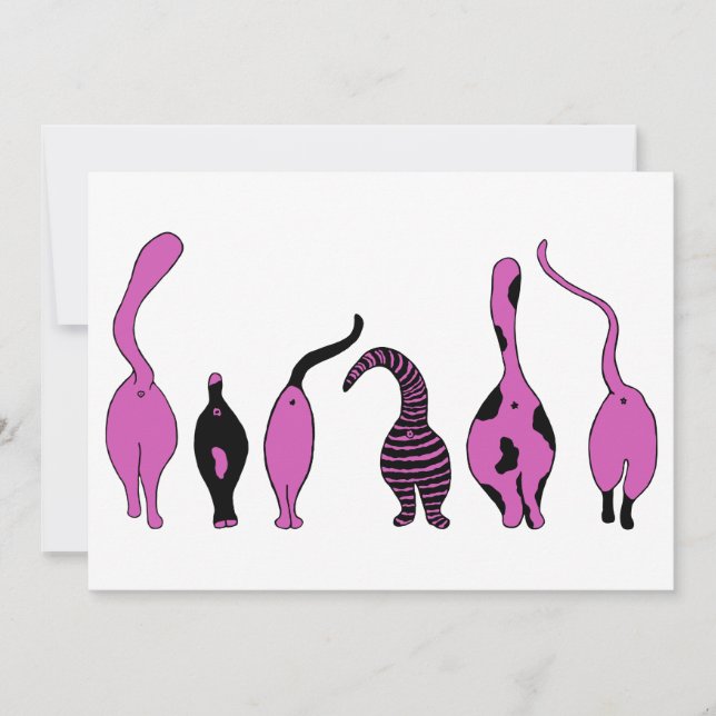 Tarjeta Festiva Morado de gatos (Anverso)