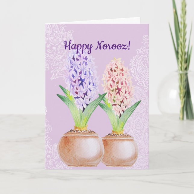 Tarjeta Festiva Morado de Norooz Hyacinth (Anverso)