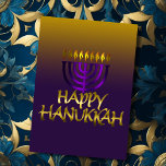 Tarjeta Festiva Morado Menorah Flames Happy Hanukkah Card<br><div class="desc">Artículos con temática navideña diseñados por Umua. Impreso y enviado por Zazzle o sus afiliados.</div>