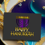 Tarjeta Festiva Morado Menorah Flames Happy Hanukkah Card<br><div class="desc">Artículos con temática navideña diseñados por Umua. Impreso y enviado por Zazzle o sus afiliados.</div>