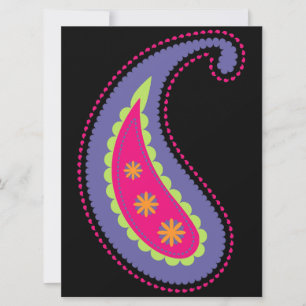 Tarjeta Festiva Morado y rosa paisley