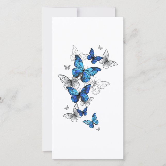 Tarjeta Festiva Morfo de las mariposas voladoras azules (Anverso)