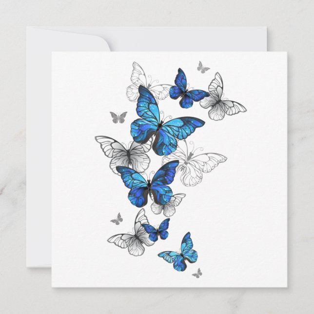 Tarjeta Festiva Morfo de las mariposas voladoras azules (Anverso)