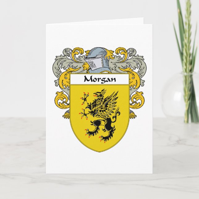 Tarjeta Festiva Morgan Coat of Arms (Mantled) (Anverso)
