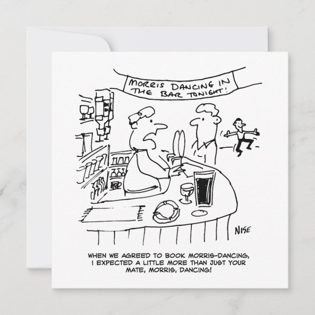 Tarjeta Festiva Morris Dancing en Pub. Baile Morris Tradicional (Anverso)