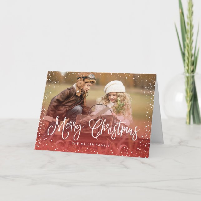 Tarjeta Festiva Morsi Christmas Snow Red (Anverso)