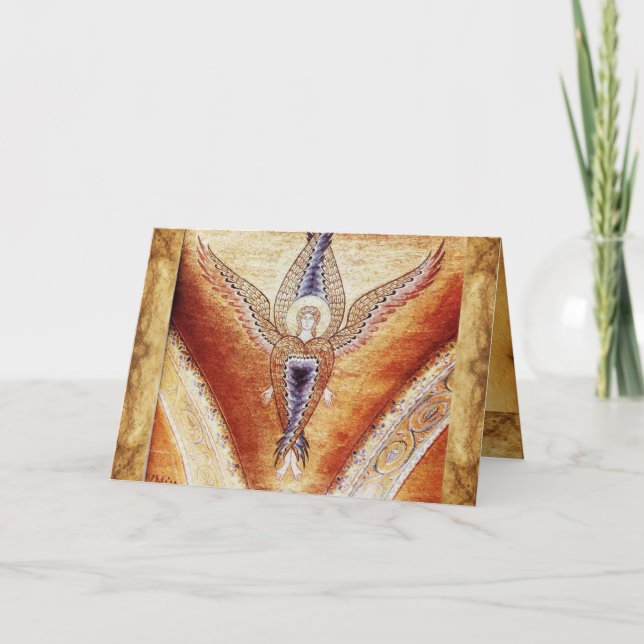 Tarjeta Festiva MOSAIC ANGEL, pergamino marrón (Anverso)