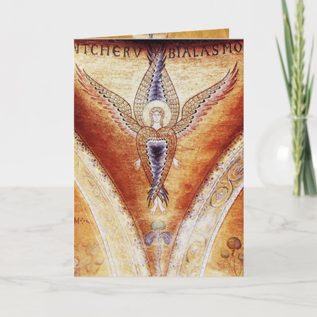 Tarjeta Festiva MOSAIC ANGEL, pergamino marrón (Anverso)