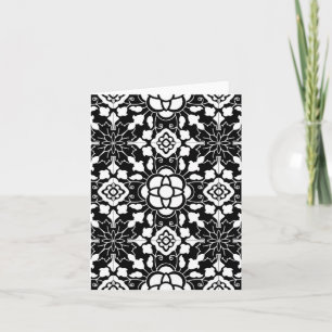 Tarjeta Festiva Mosaico floral marroquí, negro y blanco