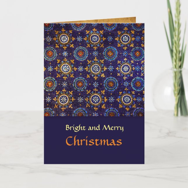 TARJETA FESTIVA MOSAICOS DE RAVENNA BYZANTINE, ESTRELLAS, ESTAR AZ (Anverso)