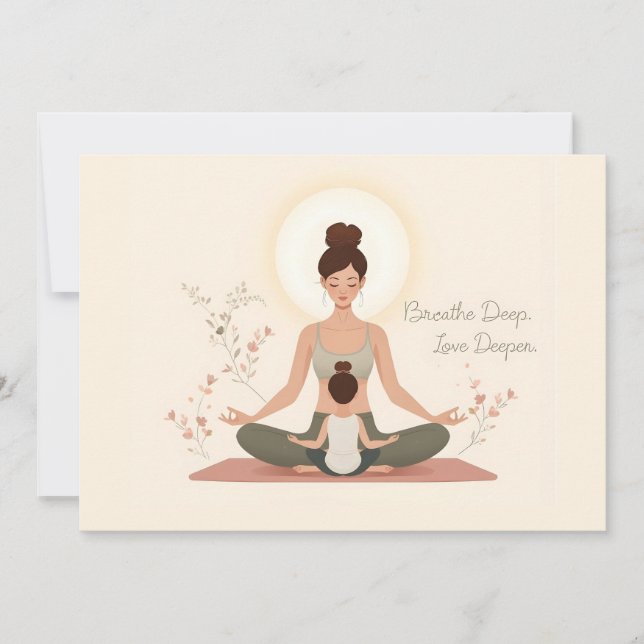 Tarjeta Festiva Mother Child Yoga Meditation Art (Anverso)