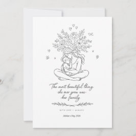 Tarjeta Festiva Mothers Day Botanical Line Art Card Floral Mom 