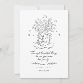Tarjeta Festiva Mothers Day Botanical Line Art Card Floral Mom