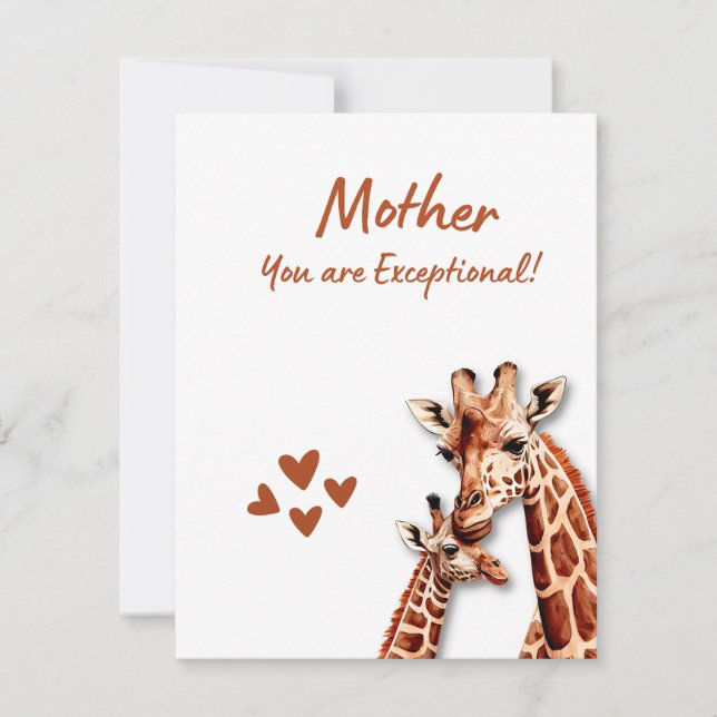 Tarjeta Festiva  Mother's day Card with Giraffe and Baby Theme (Anverso)