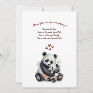Tarjeta Festiva Mothers Day Card with Panda theme for New Mothers