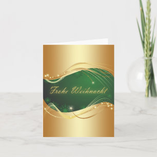 Tarjeta Festiva Motif de Navidades dorados con fondo verde