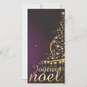 Tarjeta Festiva Motif de Noël pourpre avec arbre de Noël doré