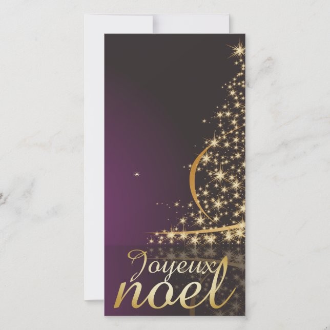 Tarjeta Festiva Motif de Noël pourpre avec arbre de Noël doré (Anverso)