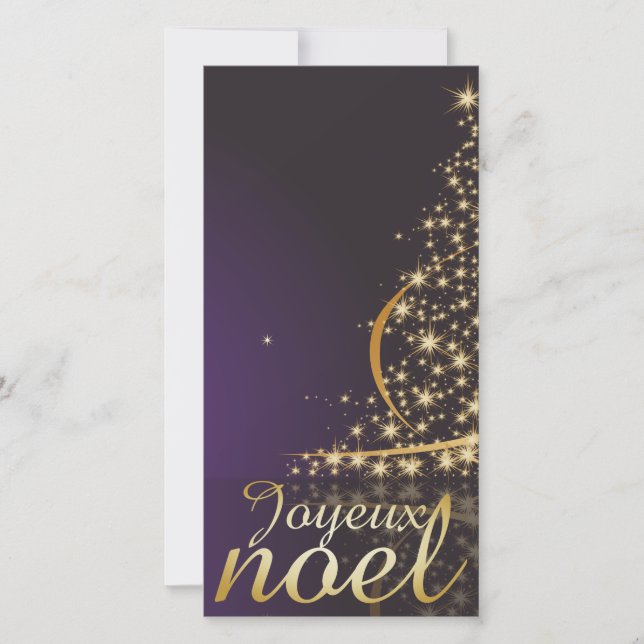 Tarjeta Festiva Motif de Noël pourpre avec arbre de Noël doré (Anverso)