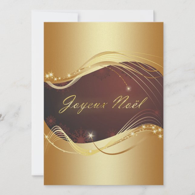 Tarjeta Festiva Motivo de Navidades dorados con fondo rojo... (Anverso)