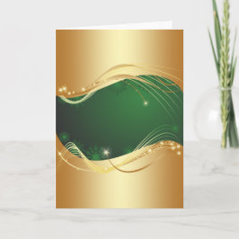 Tarjeta Festiva Motivo de Navidades dorados con fondo verde...