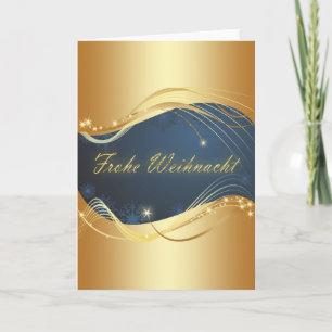 Tarjeta Festiva Motivo de Navidades dorados de fondo azul...