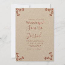 Motivo Floral Botánico Salmón Kraft para Boda
