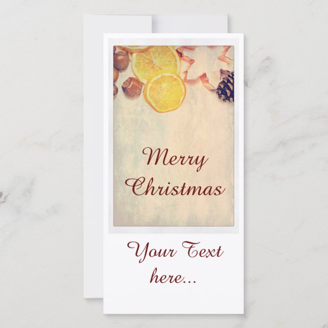 Tarjeta Festiva Motivo navideño con frutas... (Anverso)