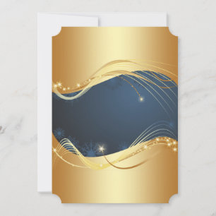 Tarjeta Festiva Motivo navideño dorado con fondo azul...