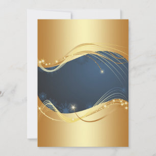 Tarjeta Festiva Motivo navideño dorado con fondo azul...