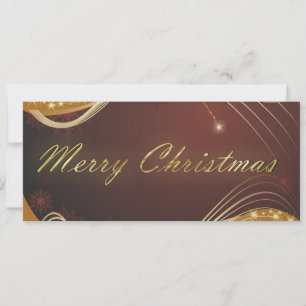 Tarjeta Festiva Motivo navideño dorado con fondo rojo