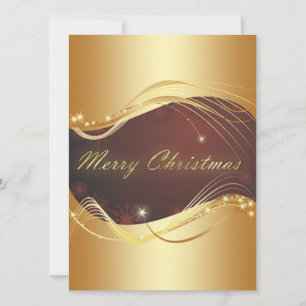 Tarjeta Festiva Motivo navideño dorado con fondo rojo