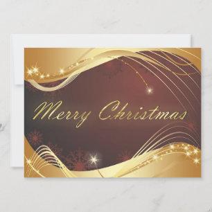 Tarjeta Festiva Motivo navideño dorado con fondo rojo