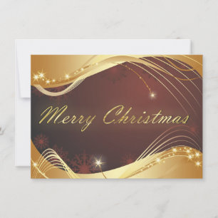 Tarjeta Festiva Motivo navideño dorado con fondo rojo