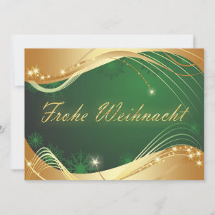 Tarjeta Festiva Motivo navideño dorado con fondo verde