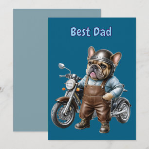 Tarjeta Festiva Motocicleta French Bulldog French Bulldog
