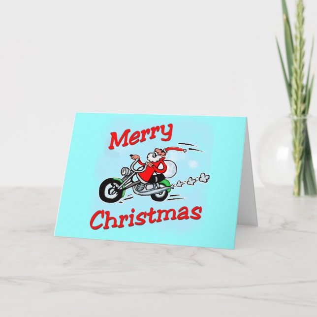 Tarjeta Festiva Motocicleta Santa (Anverso)