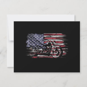 Tarjeta Festiva Motocicleta Vintage EEUU Bandera Retro Biker, Moto