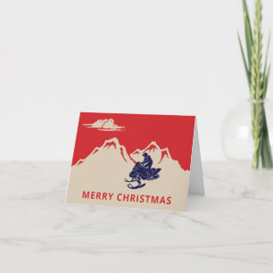 Tarjeta Festiva Motonieve y Montañas Texto Personalizado