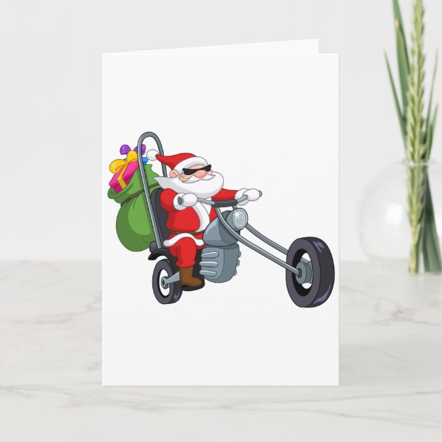 Tarjeta Festiva motorista Papá Noel de la motocicleta (Anverso)