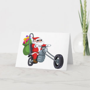 Tarjeta Festiva motorista Papá Noel de la motocicleta