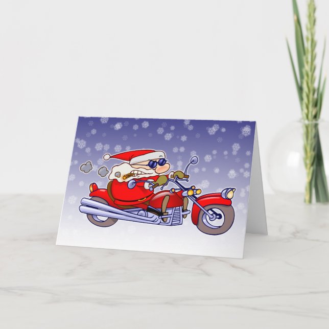Tarjeta Festiva Motorista Santa (Anverso)