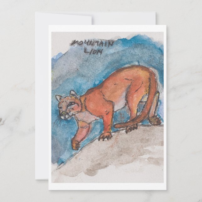Tarjeta Festiva Mountain Lion Greeting Card (Anverso)