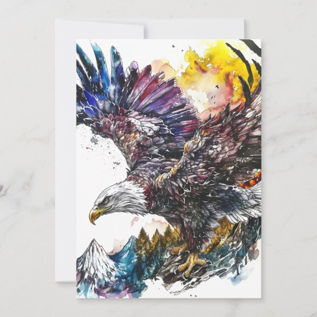 Tarjeta Festiva Mountain Majesty Eagle Watercolor (Anverso)