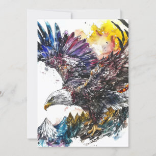 Tarjeta Festiva Mountain Majesty Eagle Watercolor