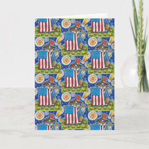 TARJETA FESTIVA MOUSE CAT DE PERRO PATRIOTA MASCOTA DE BANDERA, DI