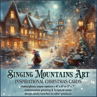 Tarjeta Festiva Mouse In Rustic Winter Village Christian Christmas